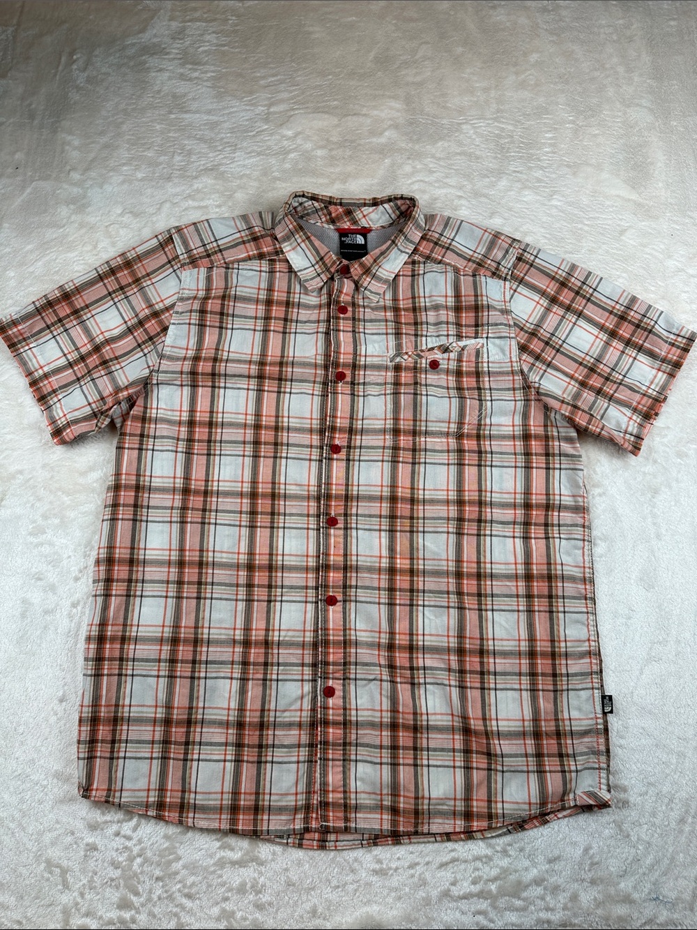 The North Face Size L Men's Short-Sleeve Plaid Button-Down Shirt | Business
